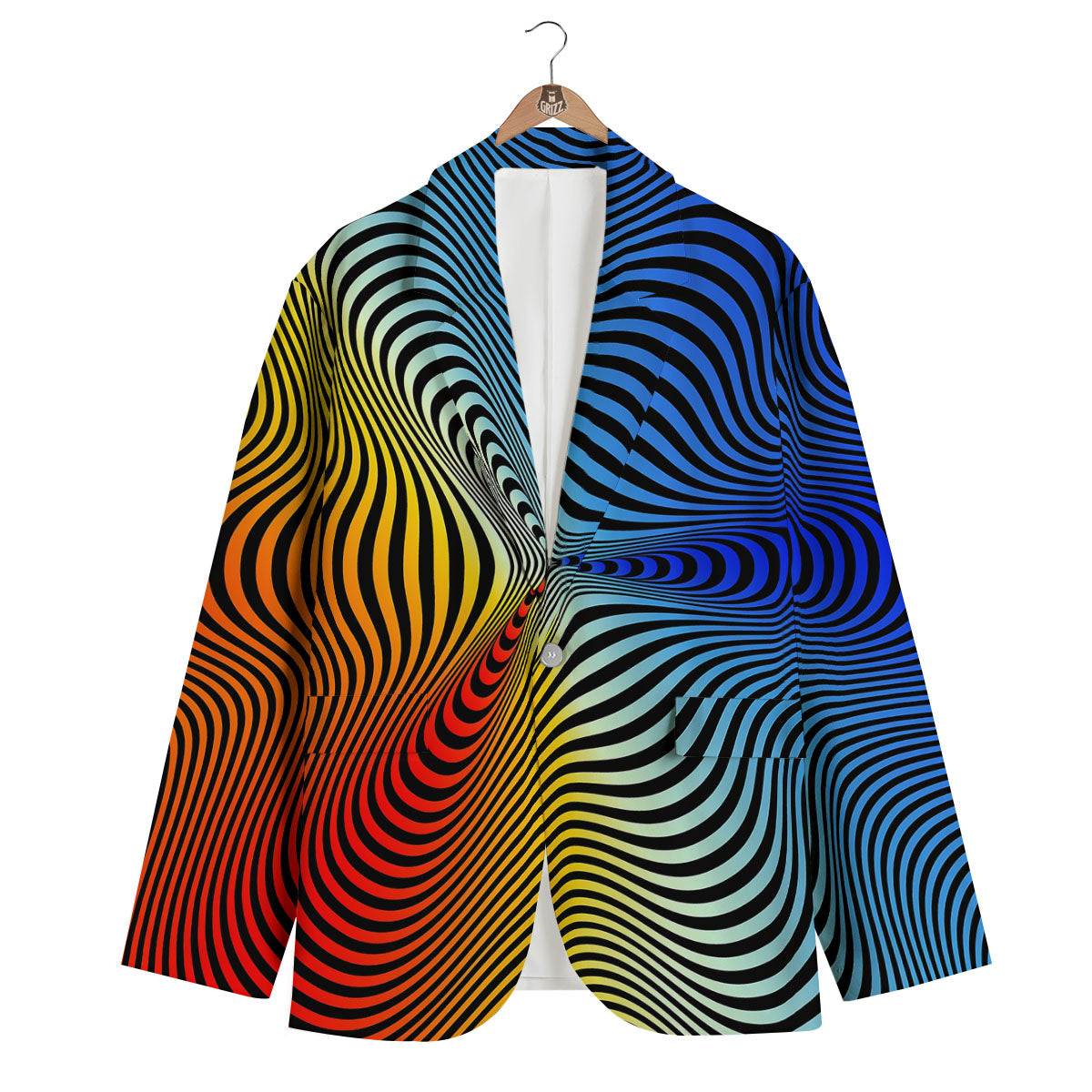 Psychedelic Optical Vibrant Illusion Men's Blazer-grizzshop