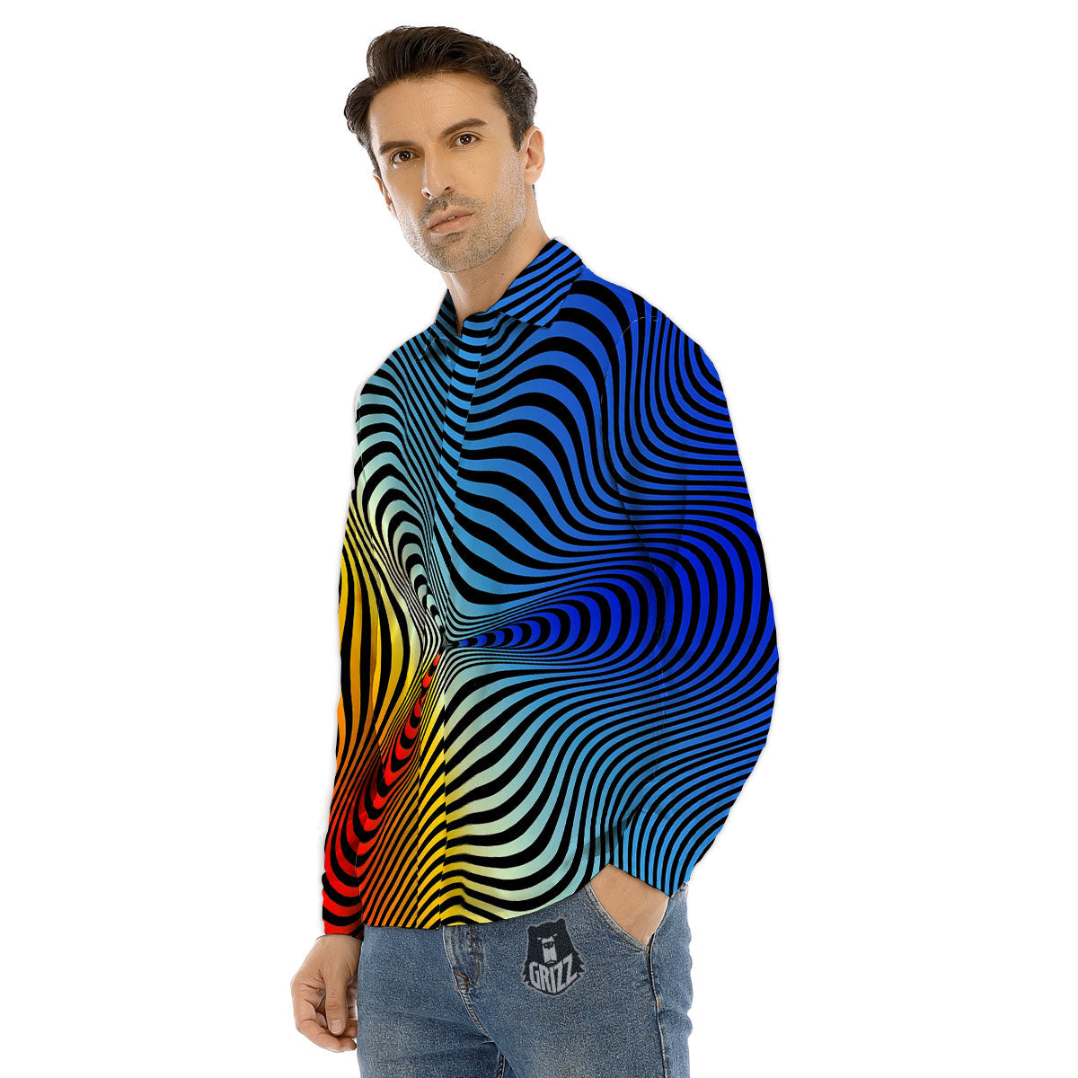 Psychedelic Optical Vibrant Illusion Men's Dress Shirts-grizzshop