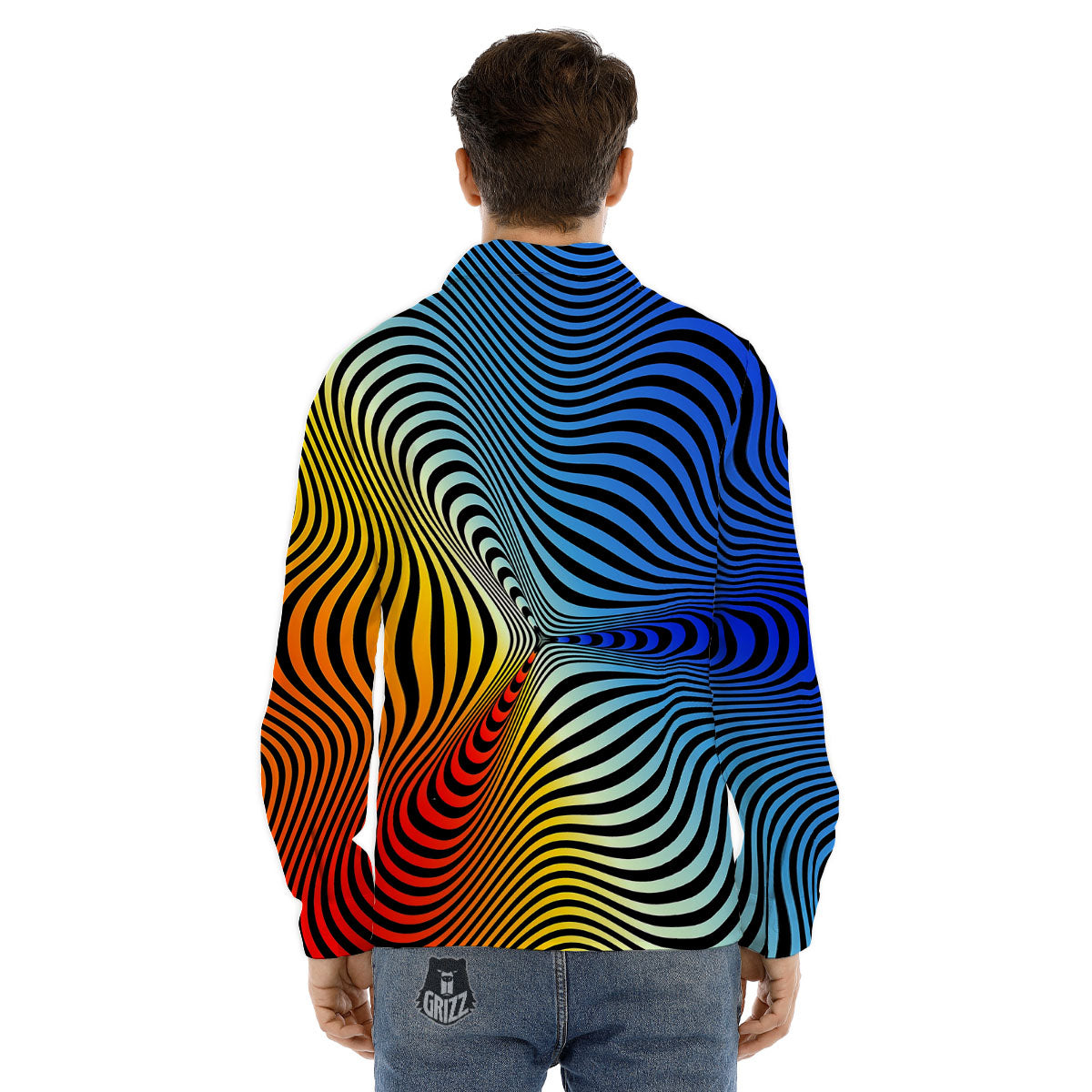 Psychedelic Optical Vibrant Illusion Men's Dress Shirts-grizzshop