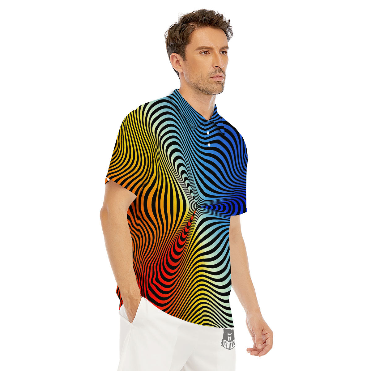 Psychedelic Optical Vibrant Illusion Men's Golf Shirts-grizzshop