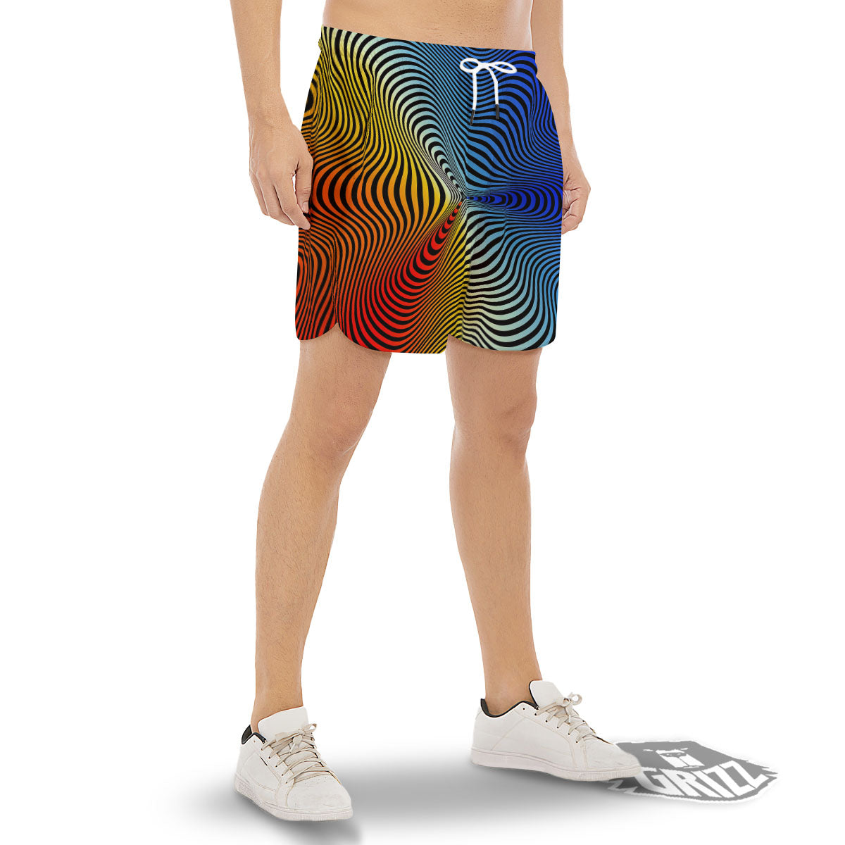 Psychedelic Optical Vibrant Illusion Men's Gym Shorts-grizzshop