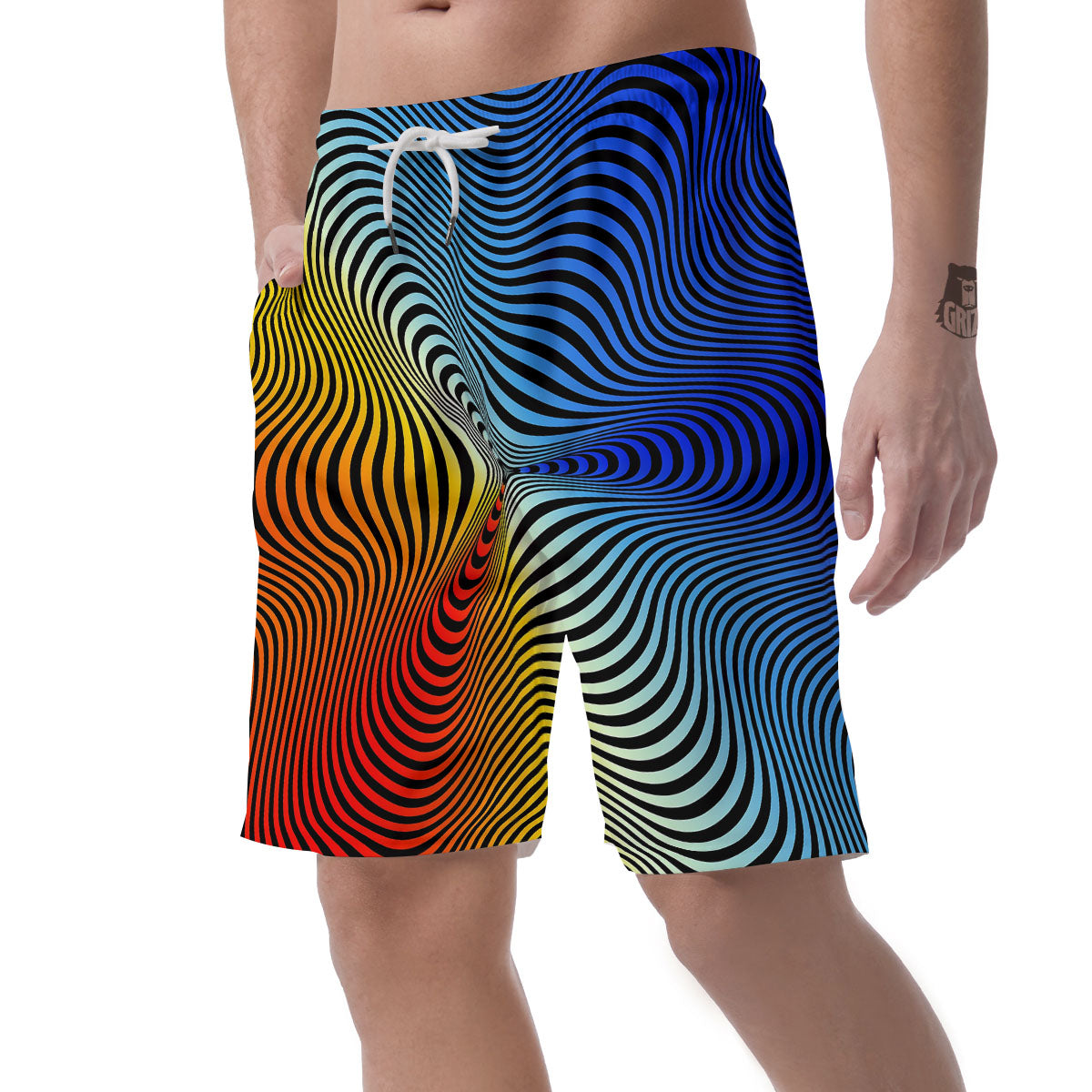 Psychedelic Optical Vibrant Illusion Men's Shorts-grizzshop