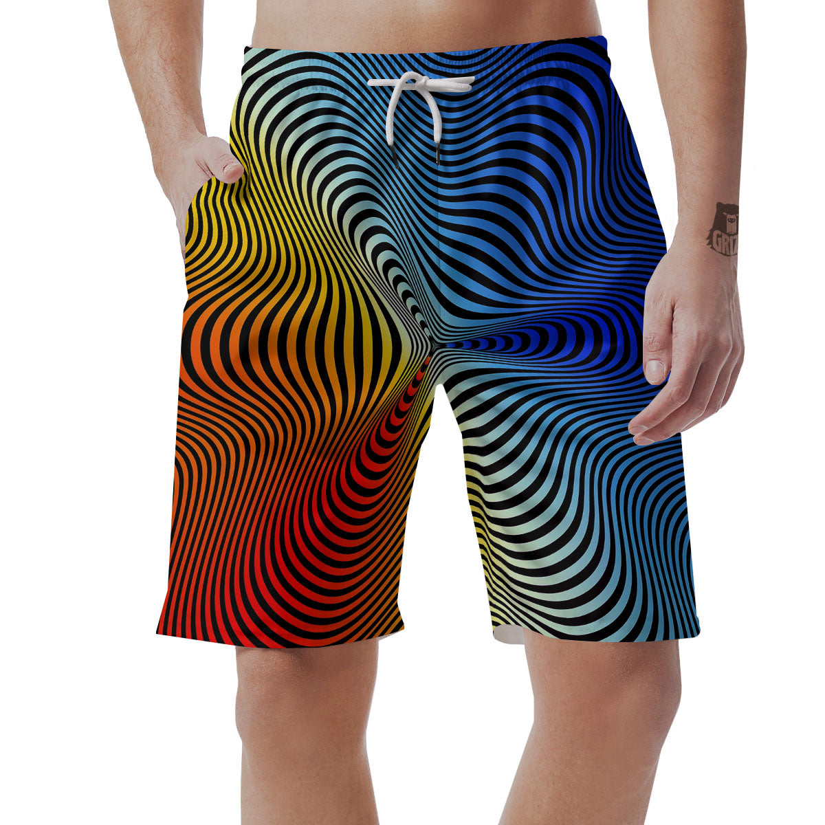 Psychedelic Optical Vibrant Illusion Men's Shorts-grizzshop