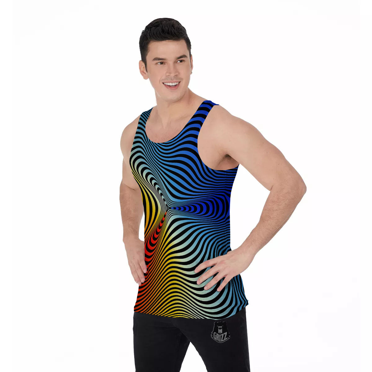 Psychedelic Optical Vibrant Illusion Men's Tank Top-grizzshop
