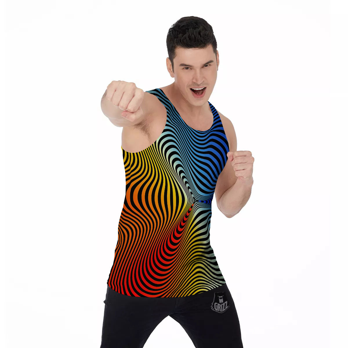 Psychedelic Optical Vibrant Illusion Men's Tank Top-grizzshop