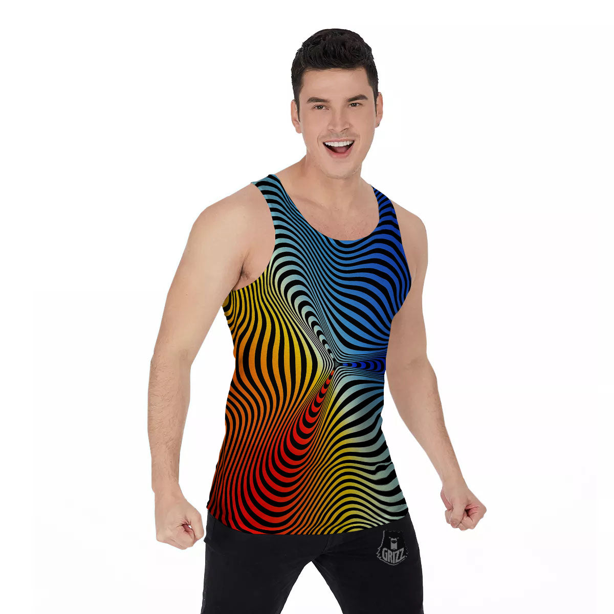 Psychedelic Optical Vibrant Illusion Men's Tank Top-grizzshop