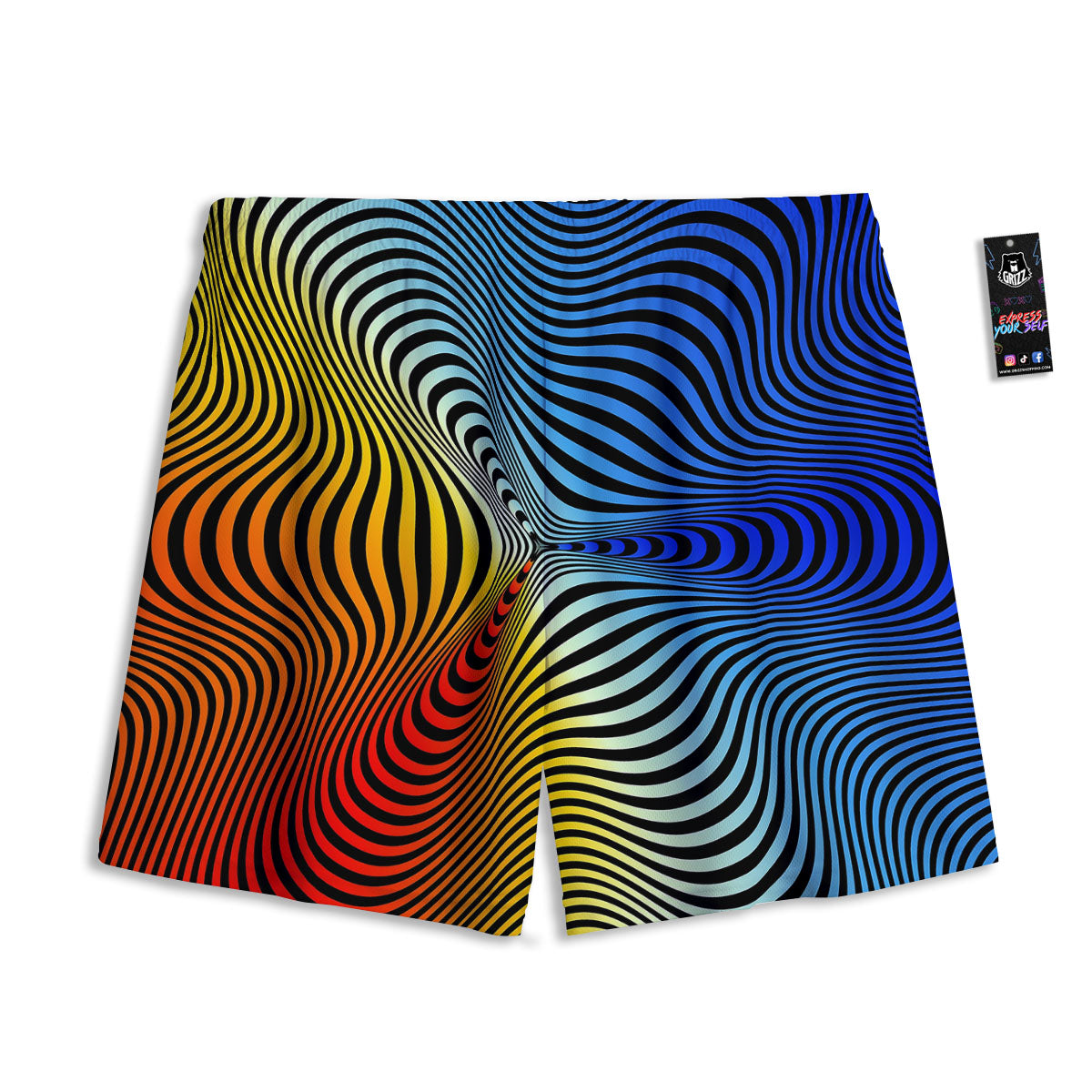 Psychedelic Optical Vibrant Illusion Mesh Shorts