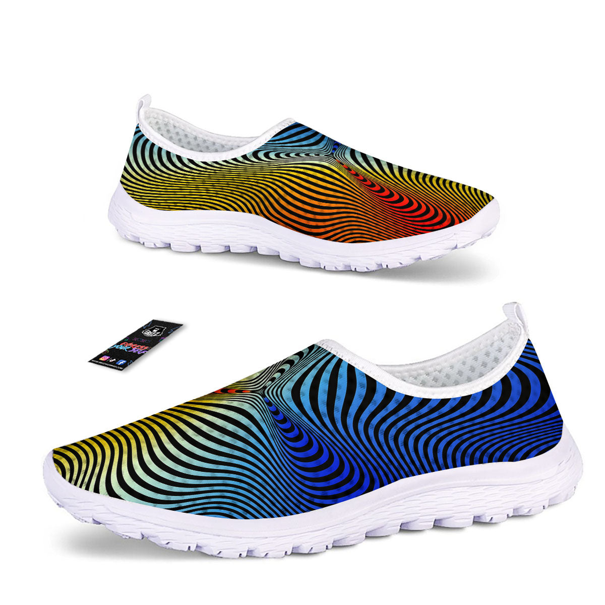 Psychedelic Optical Vibrant Illusion Nurse Shoes-grizzshop