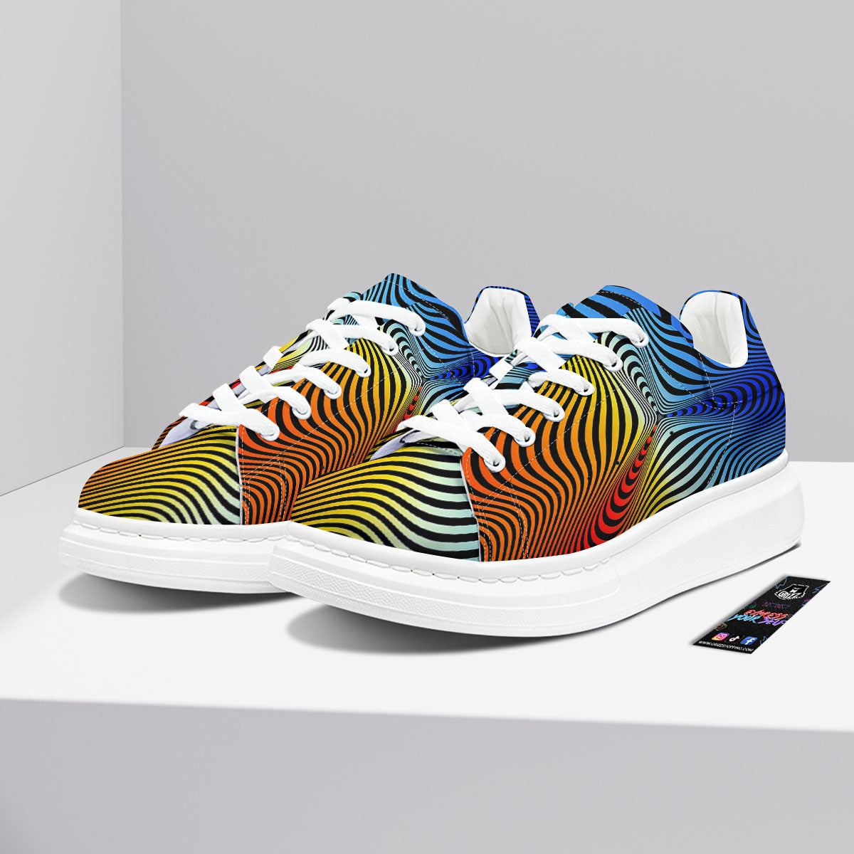 Psychedelic Optical Vibrant Illusion Platform Shoes-grizzshop