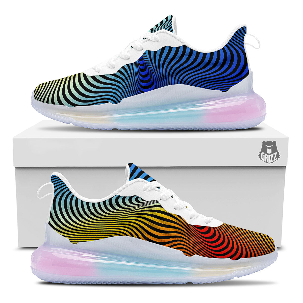 Psychedelic Optical Vibrant Illusion Running Sneakers-grizzshop
