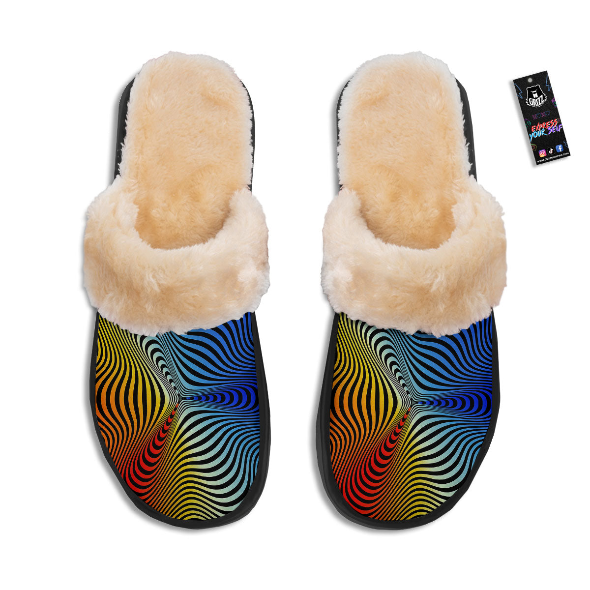 Psychedelic Optical Vibrant Illusion Slippers-grizzshop