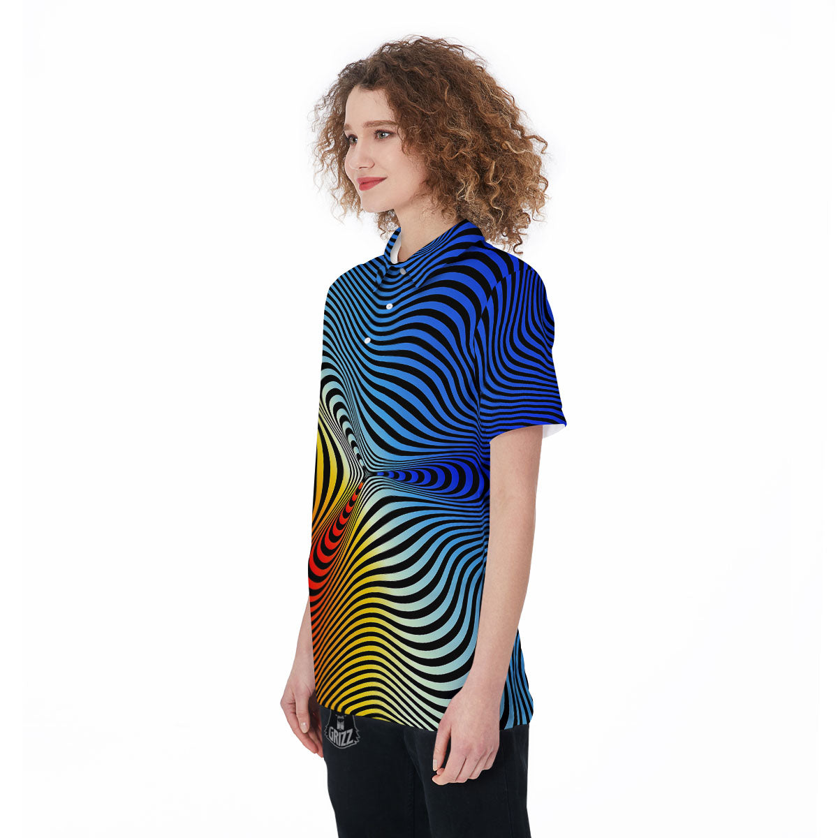 Psychedelic Optical Vibrant Illusion Women's Golf Shirts-grizzshop