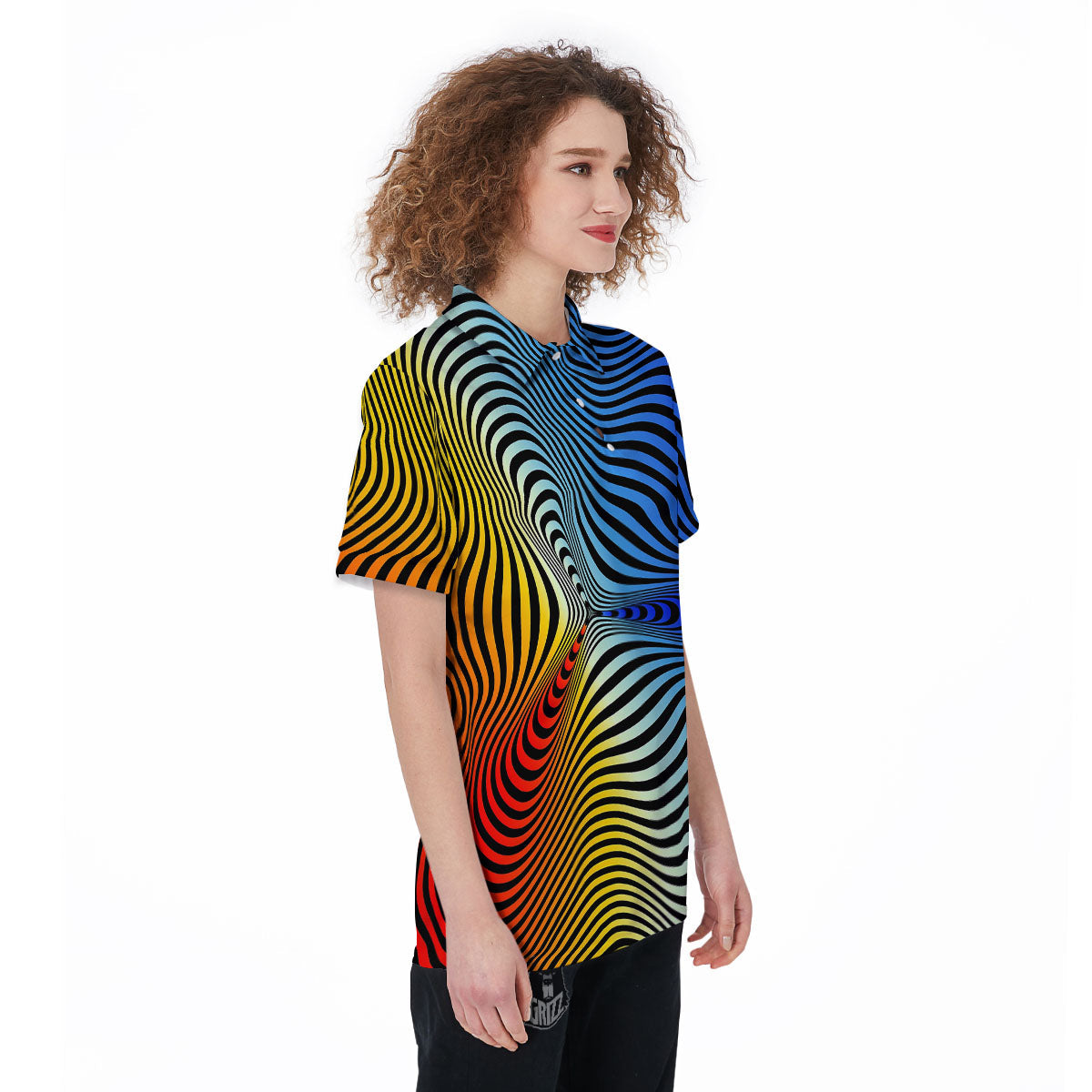 Psychedelic Optical Vibrant Illusion Women's Golf Shirts-grizzshop