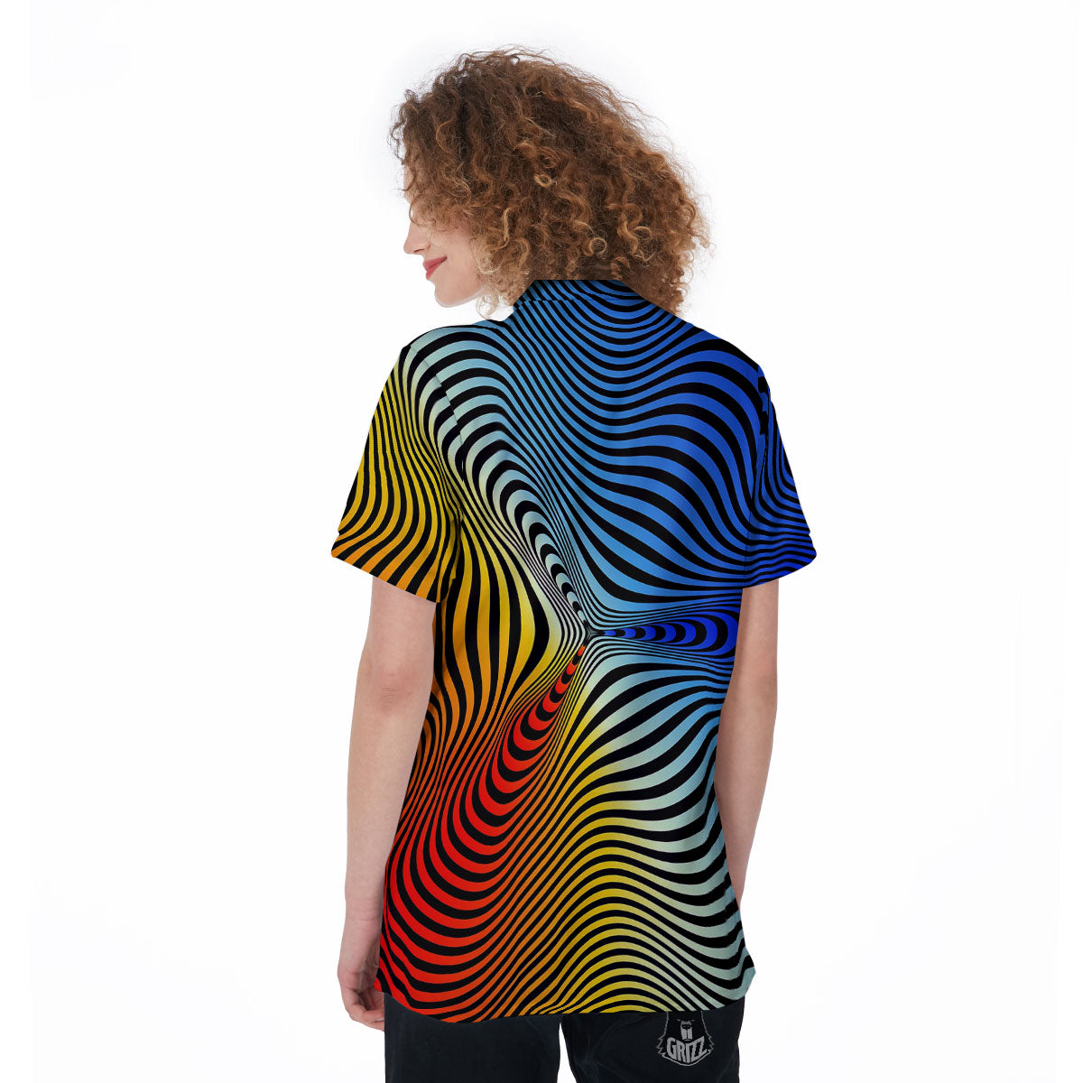 Psychedelic Optical Vibrant Illusion Women's Golf Shirts-grizzshop