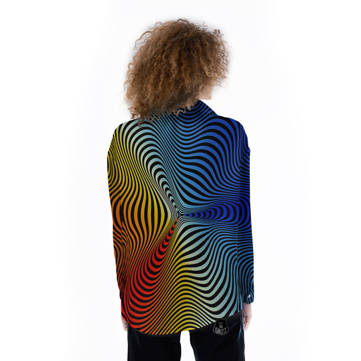 Psychedelic Optical Vibrant Illusion Women's Long Sleeve Shirts-grizzshop