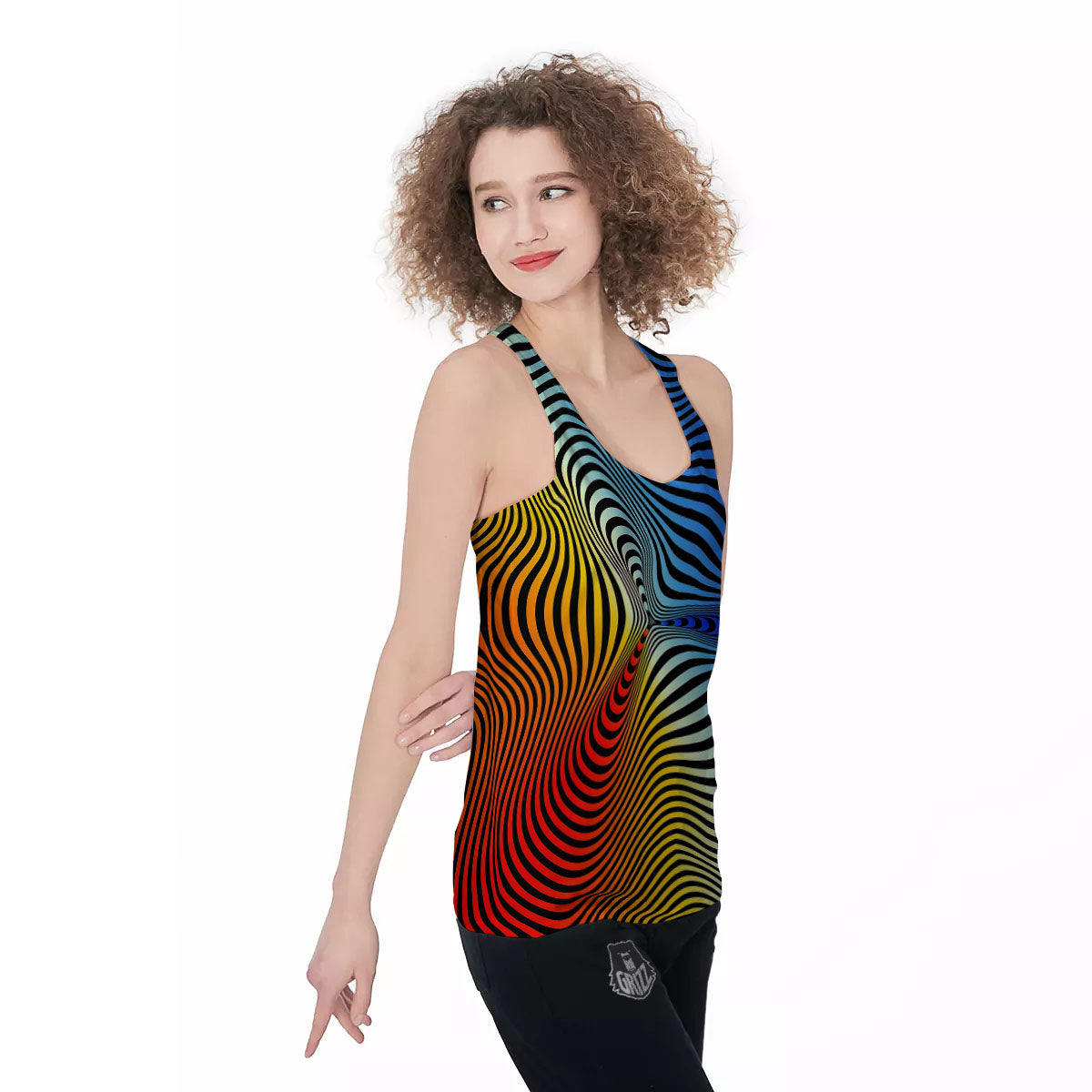 Psychedelic Optical Vibrant Illusion Women's Racerback Tank Top-grizzshop