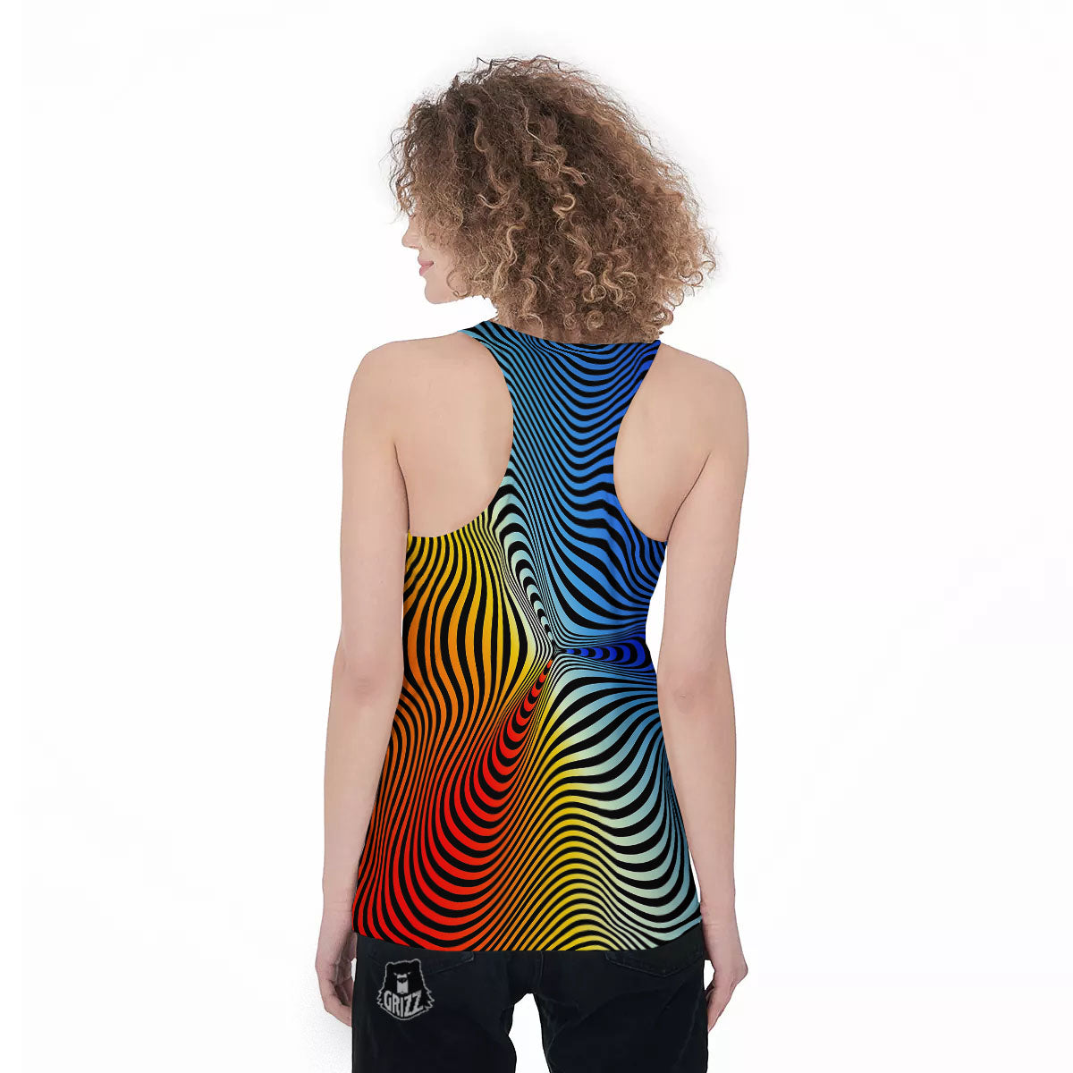 Psychedelic Optical Vibrant Illusion Women's Racerback Tank Top-grizzshop