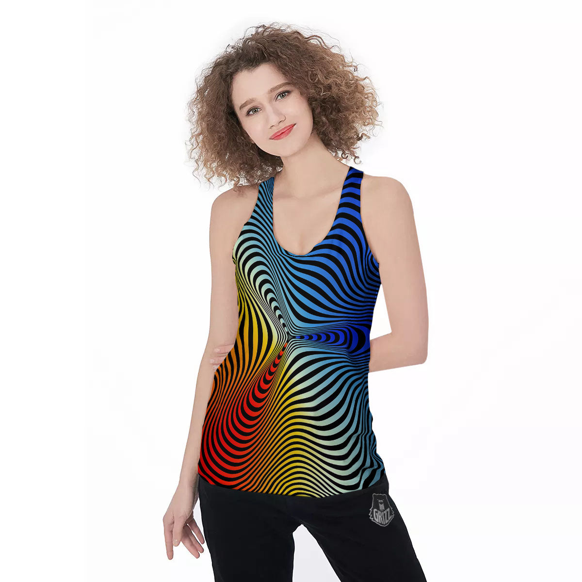 Psychedelic Optical Vibrant Illusion Women's Racerback Tank Top-grizzshop
