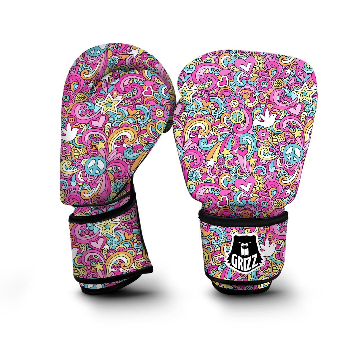 Psychedelic Pattern Print Boxing Gloves-grizzshop