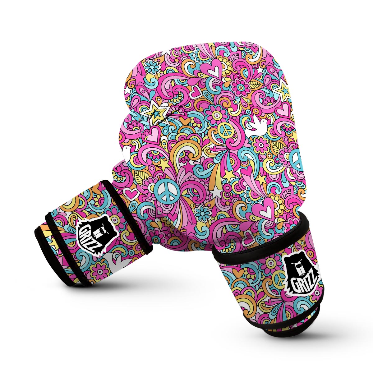 Psychedelic Pattern Print Boxing Gloves-grizzshop