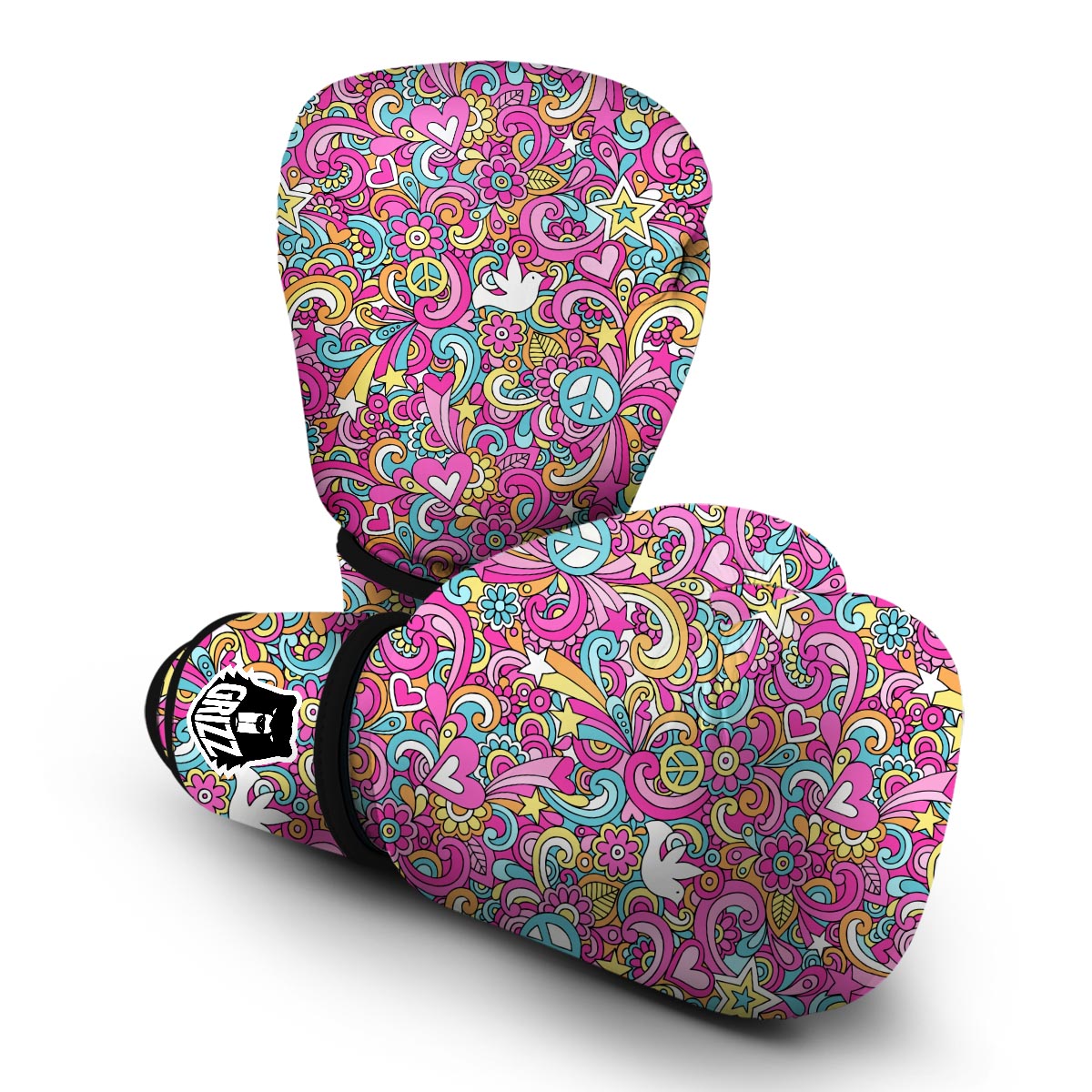 Psychedelic Pattern Print Boxing Gloves-grizzshop