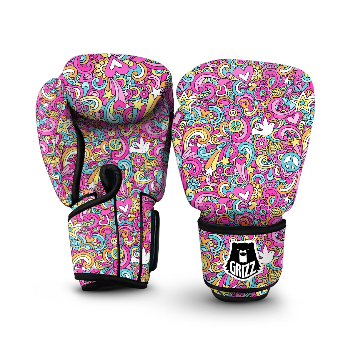 Psychedelic Pattern Print Boxing Gloves-grizzshop
