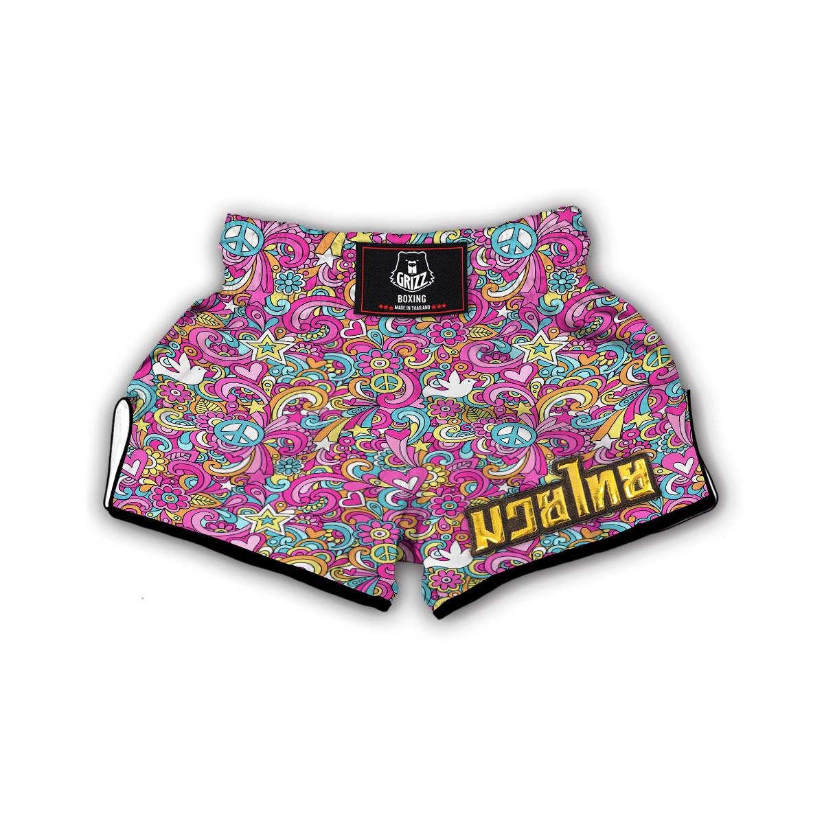 Psychedelic Pattern Print Muay Thai Boxing Shorts-grizzshop