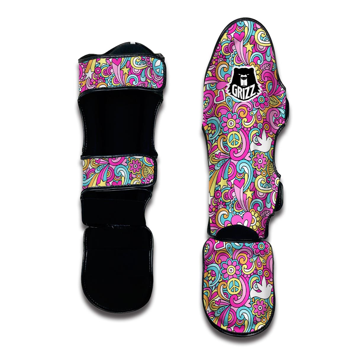 Psychedelic Pattern Print Muay Thai Shin Guards-grizzshop