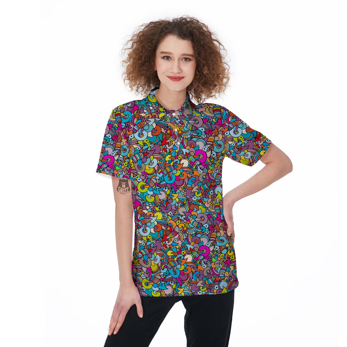 Psychedelic Print Women's Golf Shirts-grizzshop
