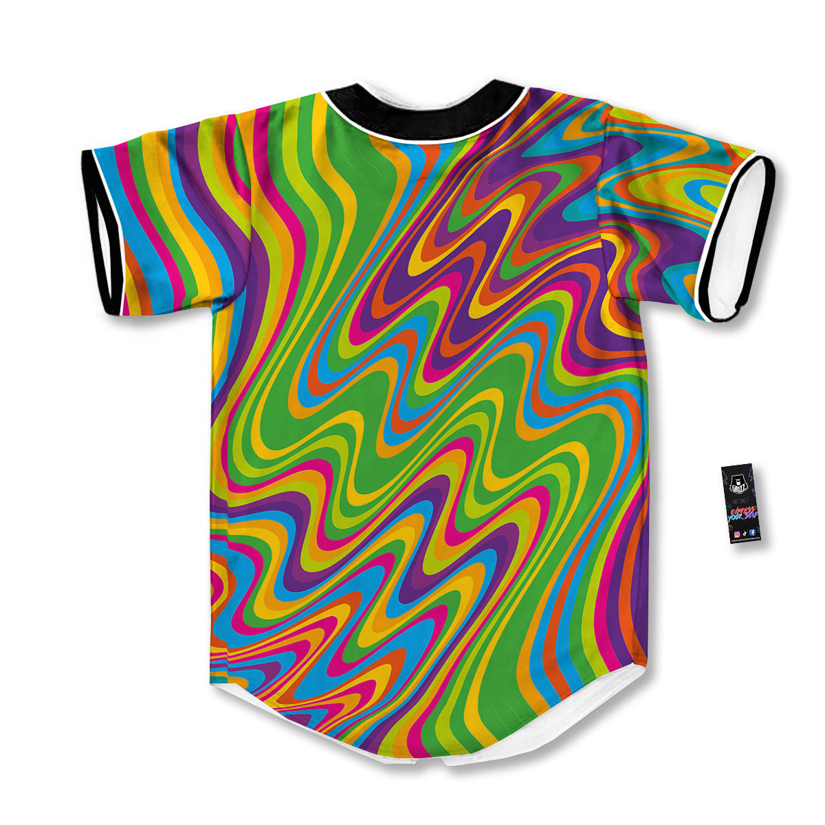 Psychedelic Rainbow Print Pattern Baseball Jersey-grizzshop