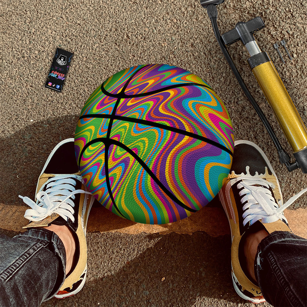 Psychedelic Rainbow Print Pattern Basketball-grizzshop