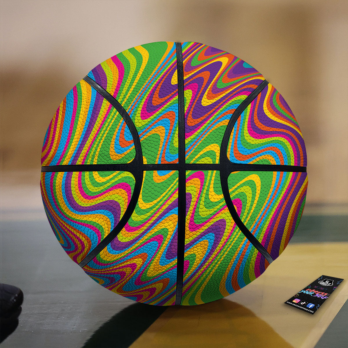Psychedelic Rainbow Print Pattern Basketball-grizzshop
