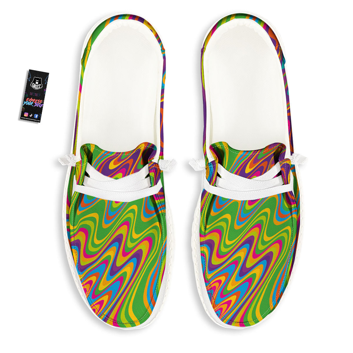 Psychedelic Rainbow Print Pattern Black Loafers-grizzshop