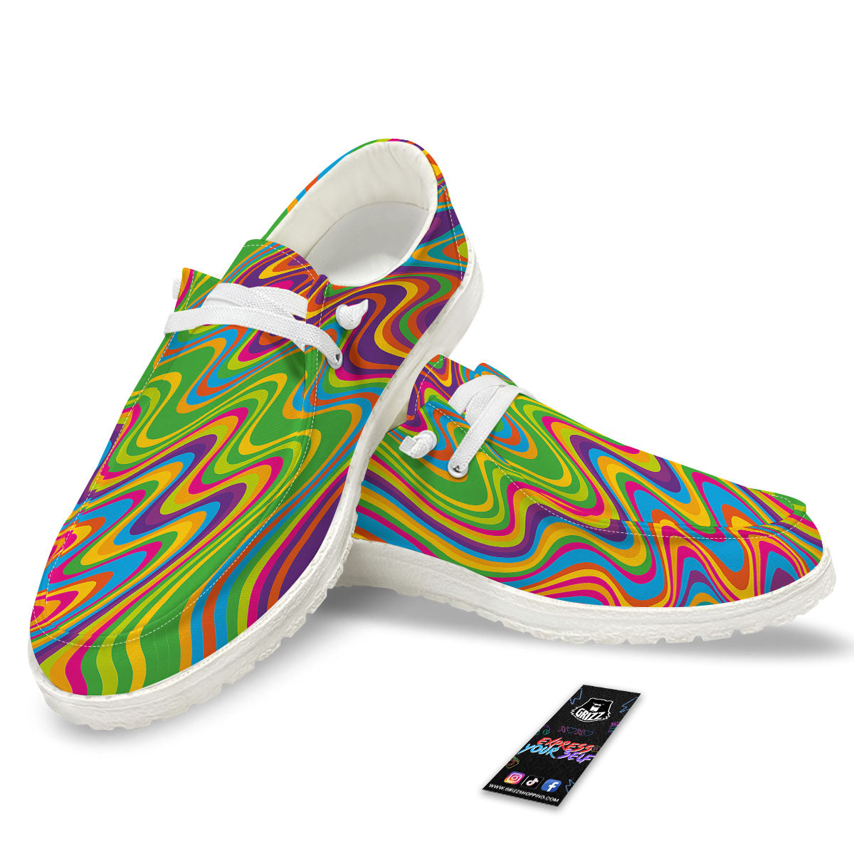 Psychedelic Rainbow Print Pattern Black Loafers-grizzshop