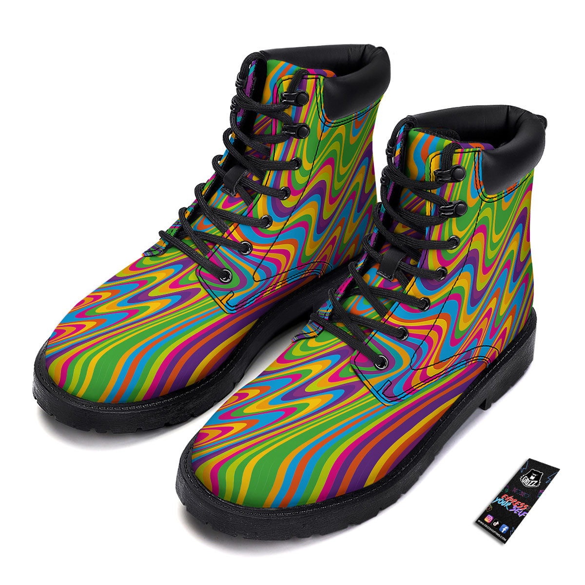 Psychedelic Rainbow Print Pattern Boots-grizzshop