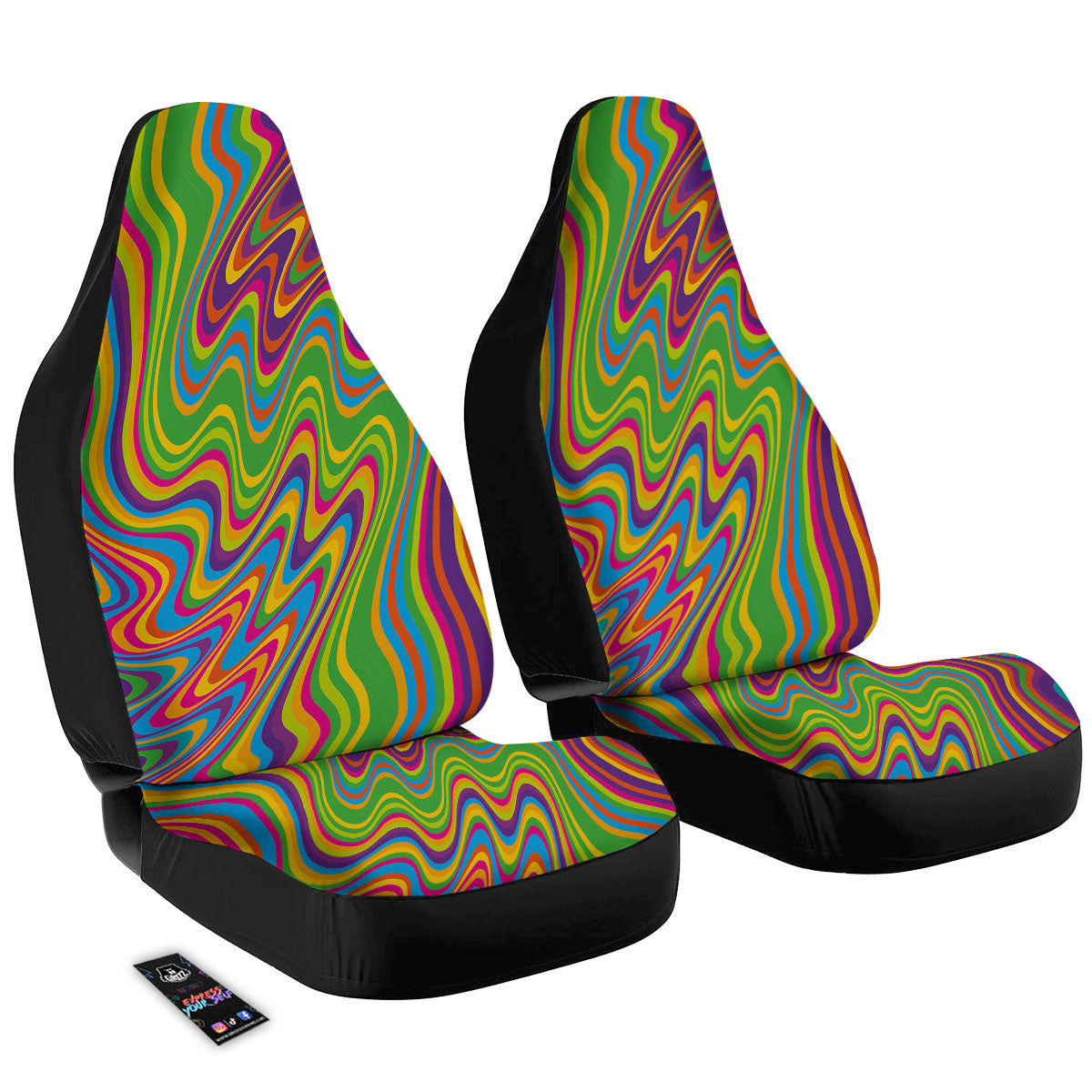Psychedelic Rainbow Print Pattern Car Seat Covers-grizzshop