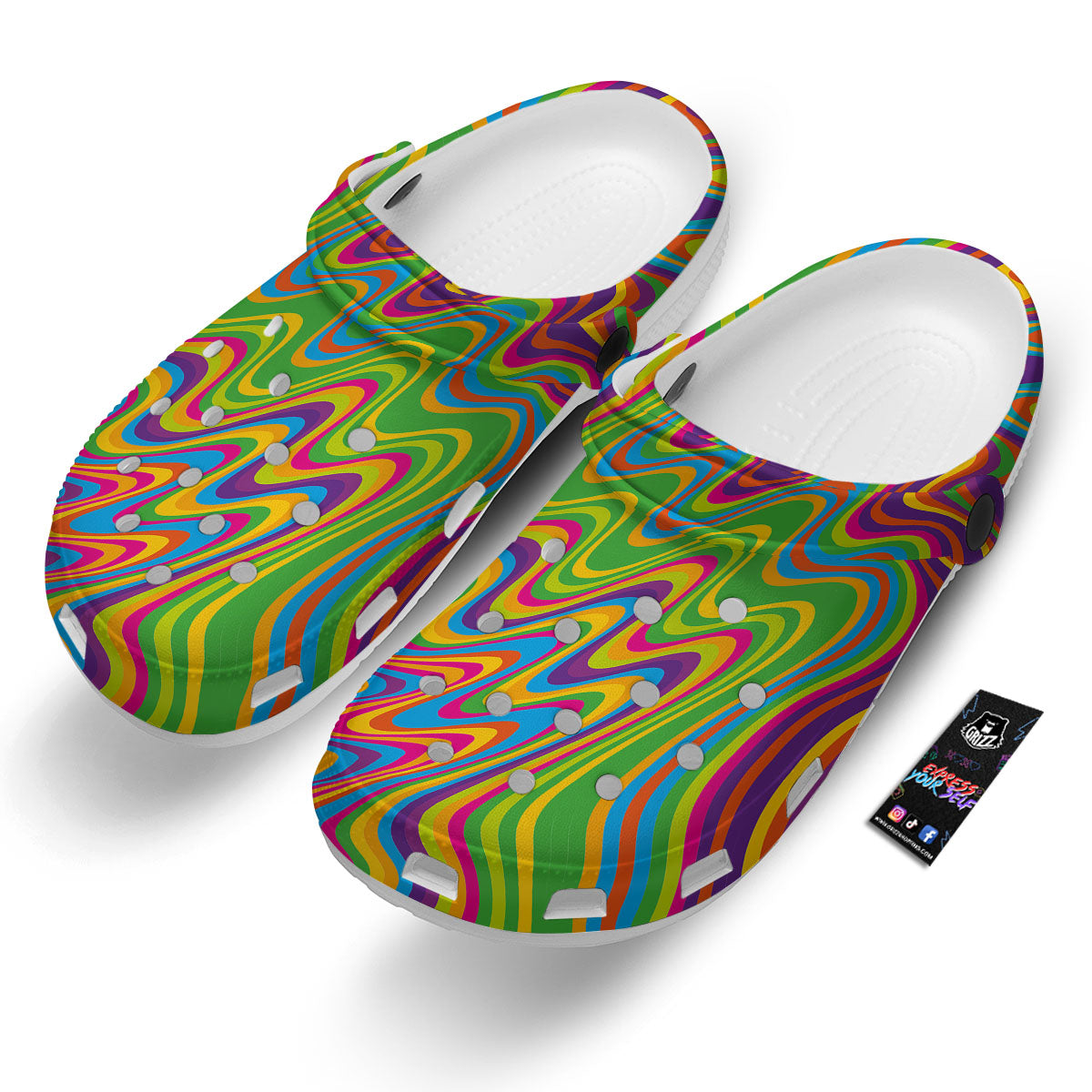 Psychedelic Rainbow Print Pattern Clog-grizzshop