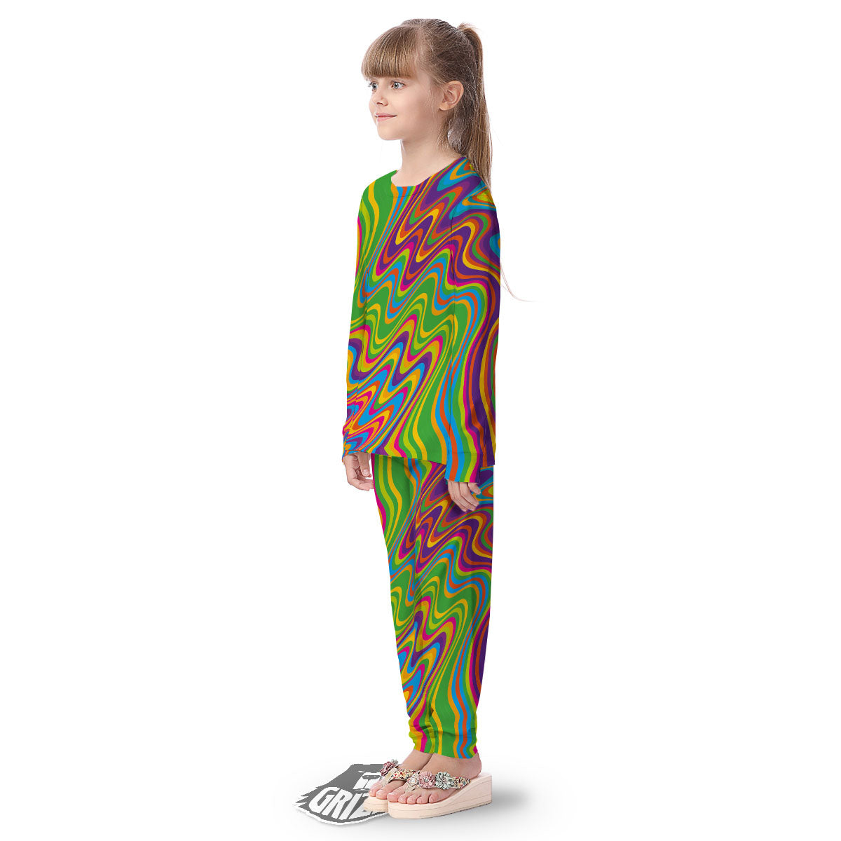 Psychedelic Rainbow Print Pattern Kid's Pajamas-grizzshop