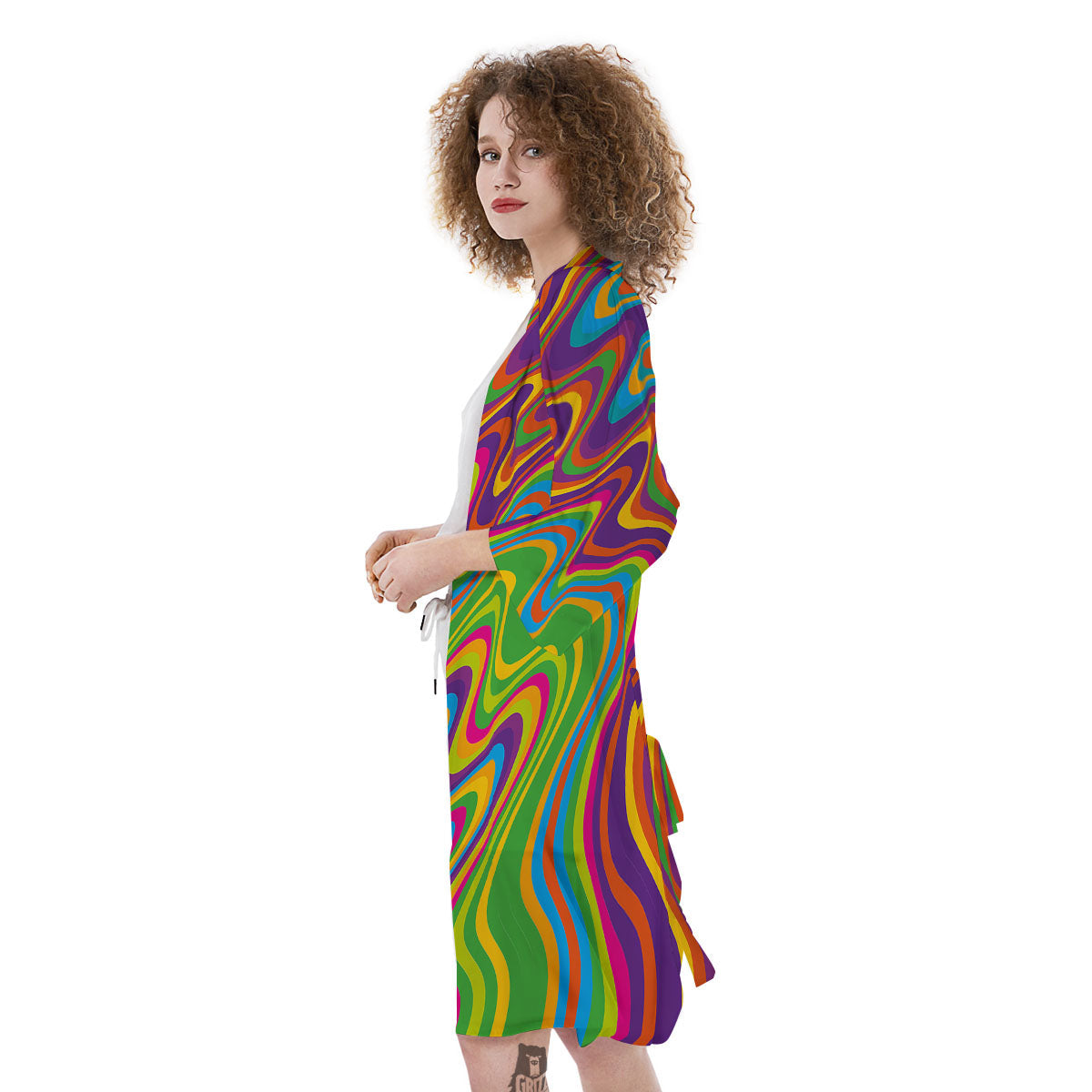 Psychedelic Rainbow Print Pattern Kimono-grizzshop