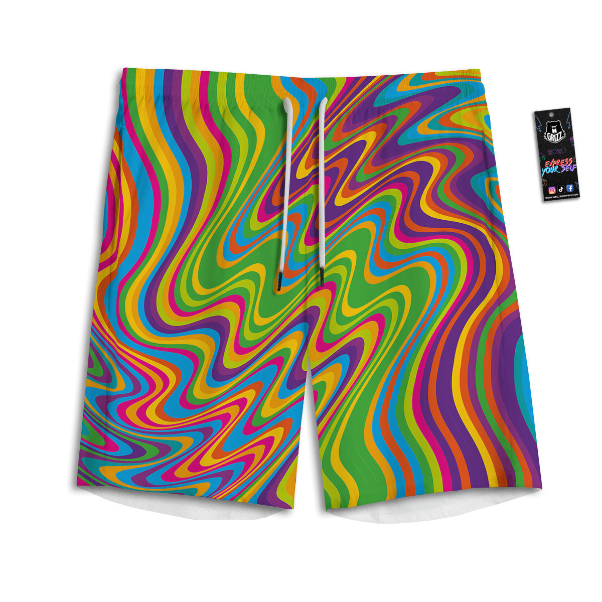 Psychedelic Rainbow Print Pattern Men's Athletic Shorts