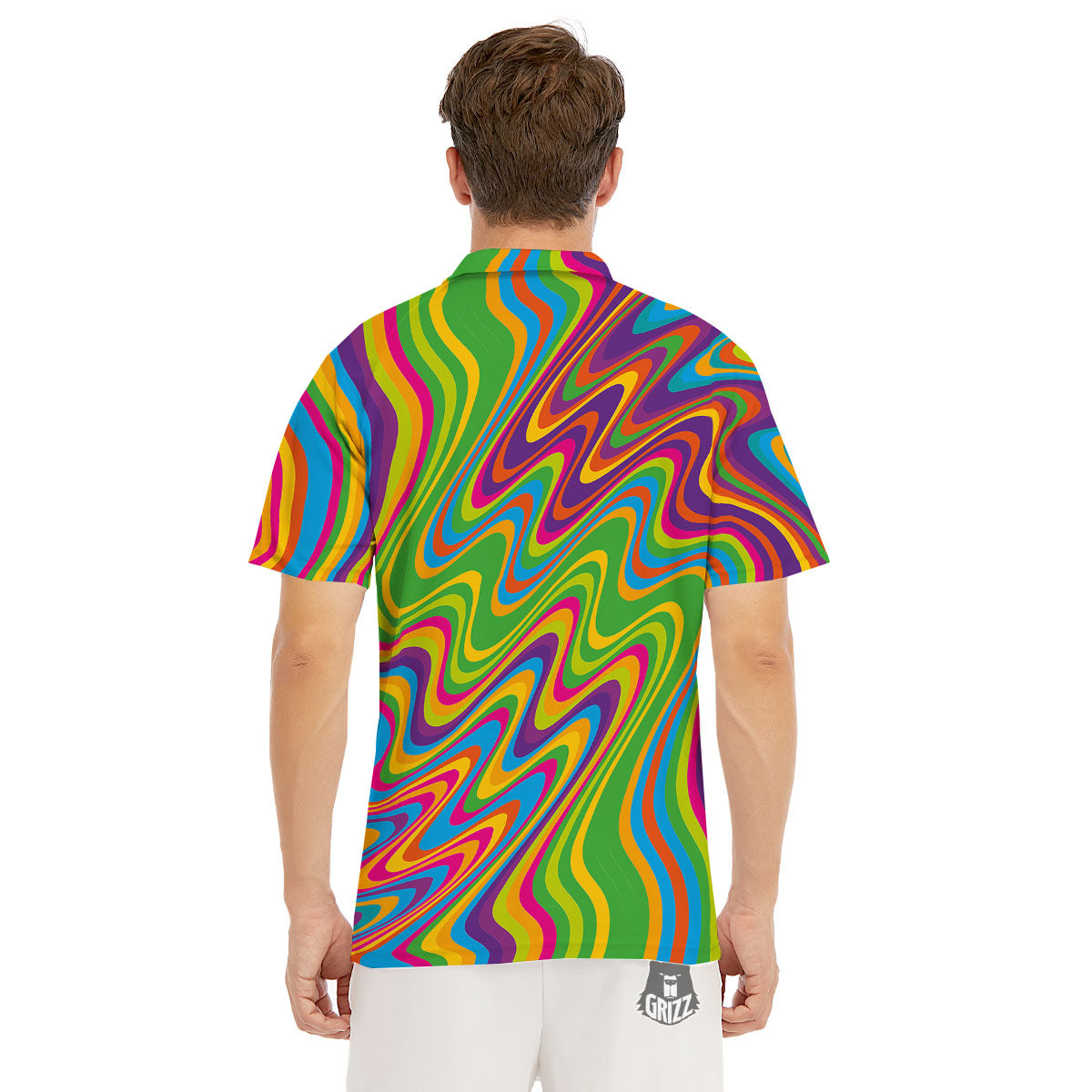 Psychedelic Rainbow Print Pattern Men's Golf Shirts-grizzshop