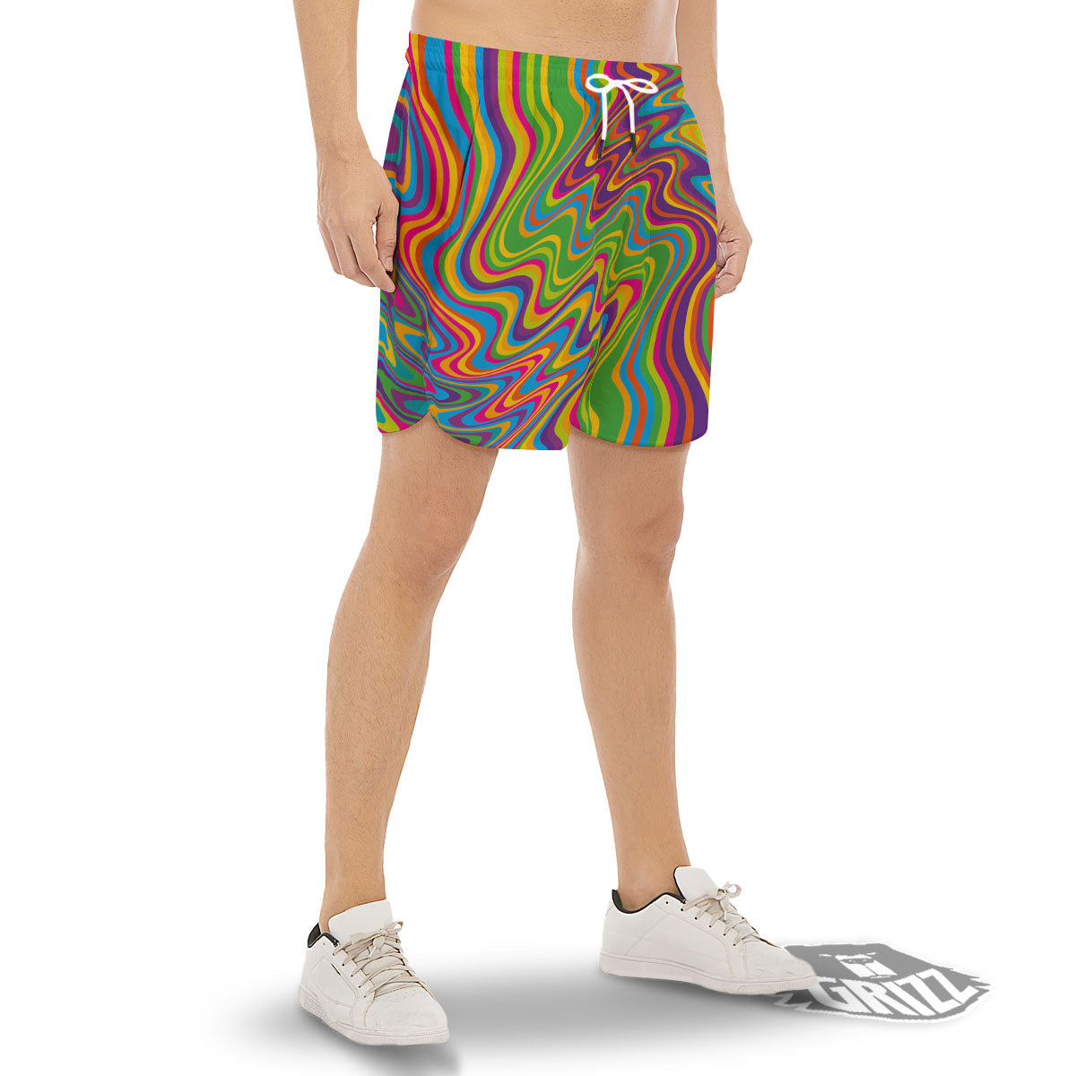 Psychedelic Rainbow Print Pattern Men's Gym Shorts-grizzshop