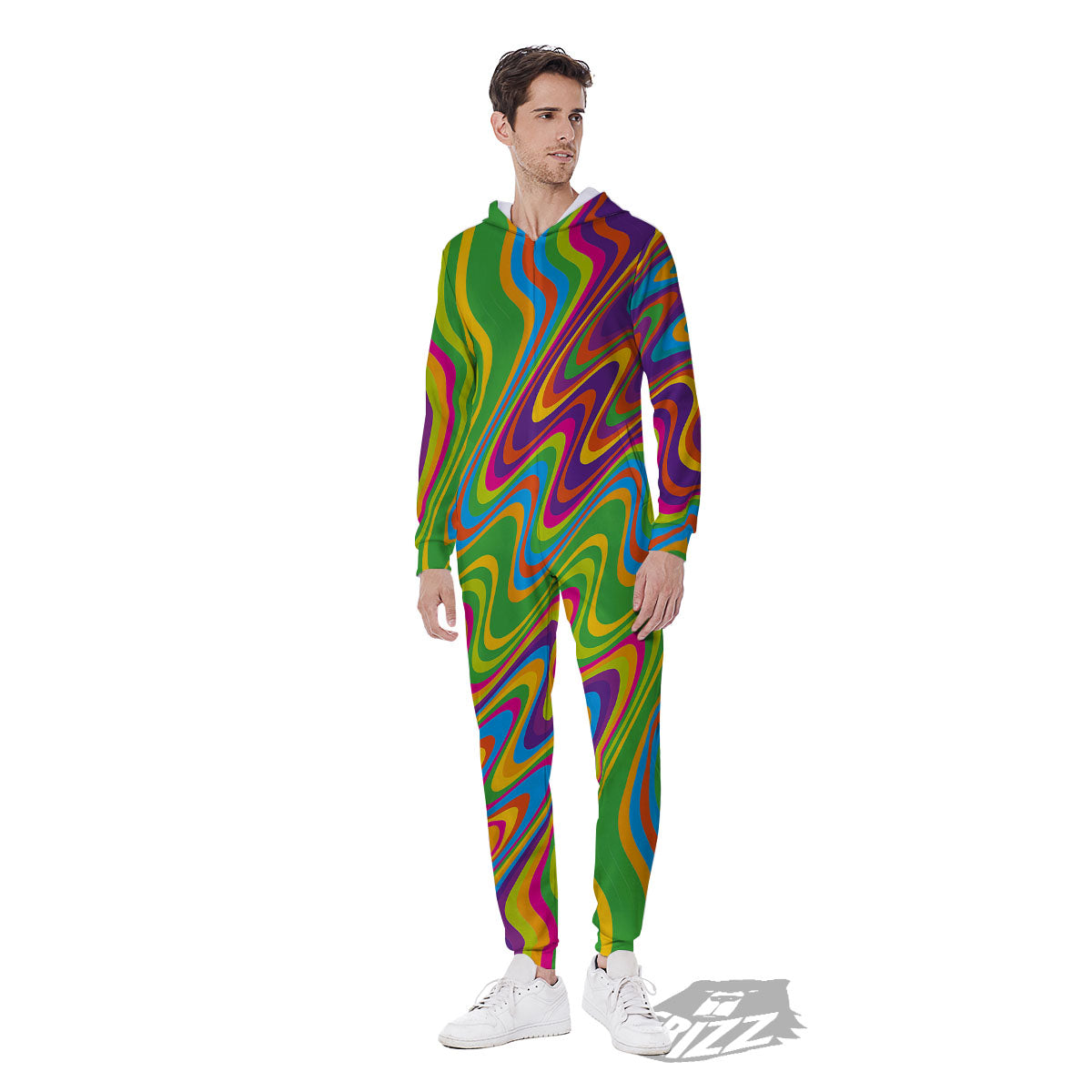 Psychedelic Rainbow Print Pattern Men's Jumpsuit-grizzshop