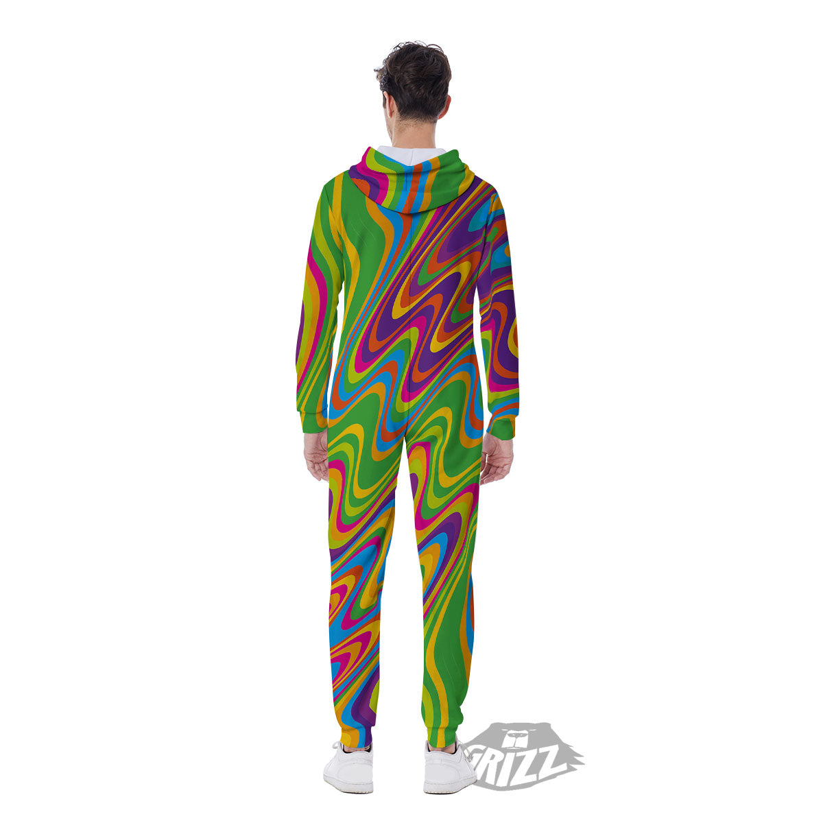 Psychedelic Rainbow Print Pattern Men's Jumpsuit-grizzshop
