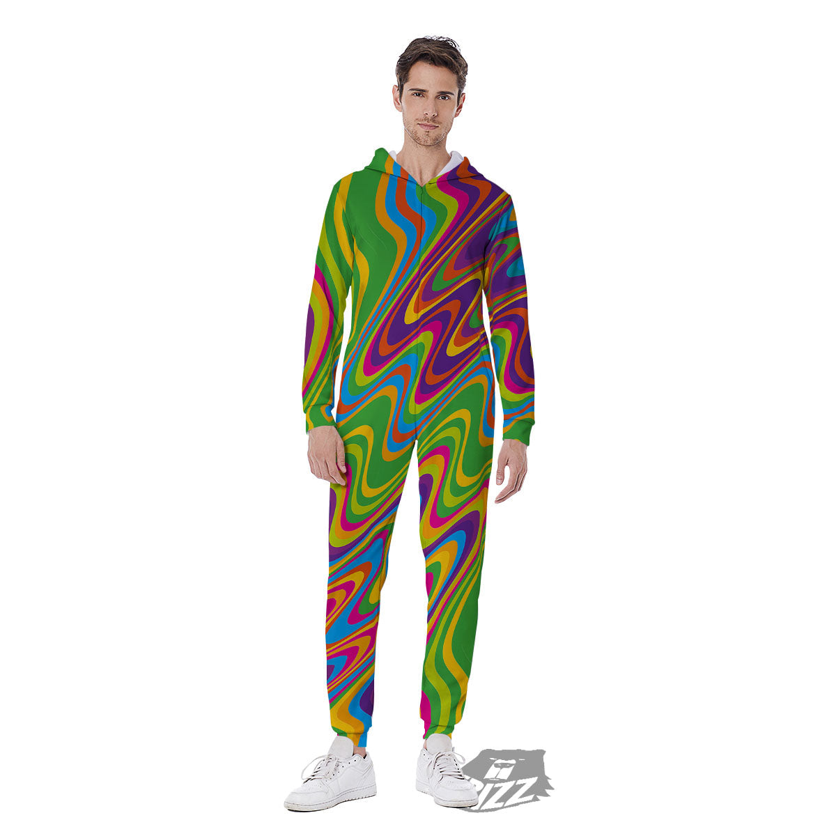 Psychedelic Rainbow Print Pattern Men's Jumpsuit-grizzshop