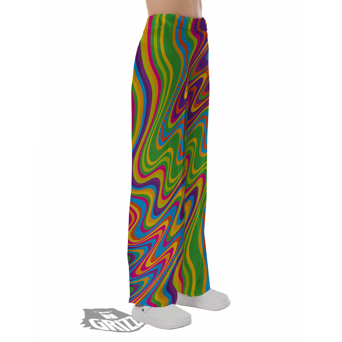 Psychedelic Rainbow Print Pattern Pajama Pants-grizzshop