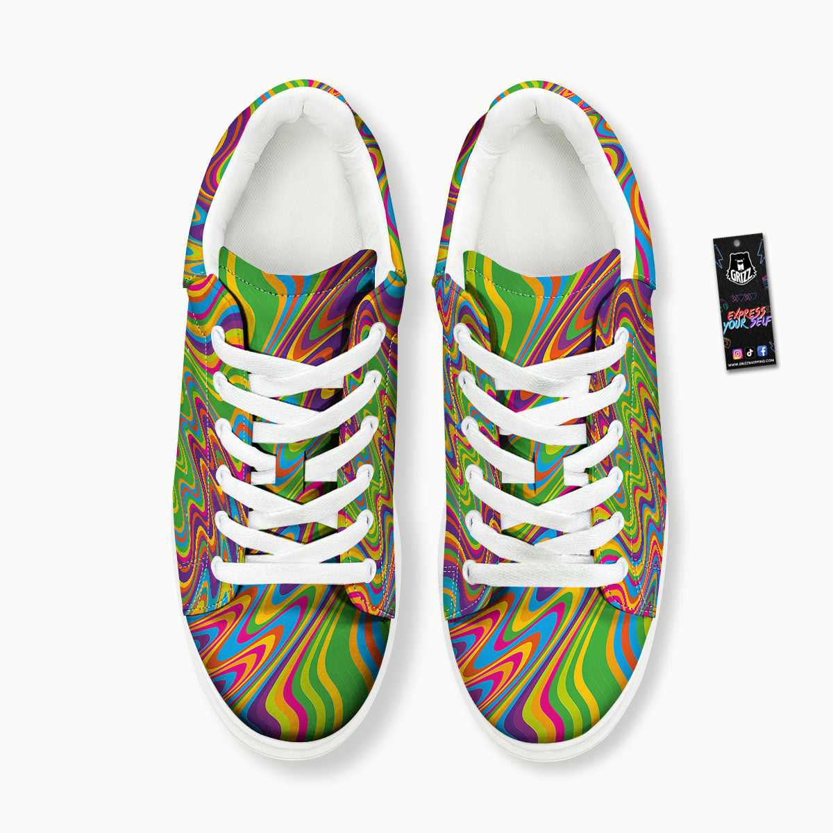 Psychedelic Rainbow Print Pattern Platform Shoes-grizzshop