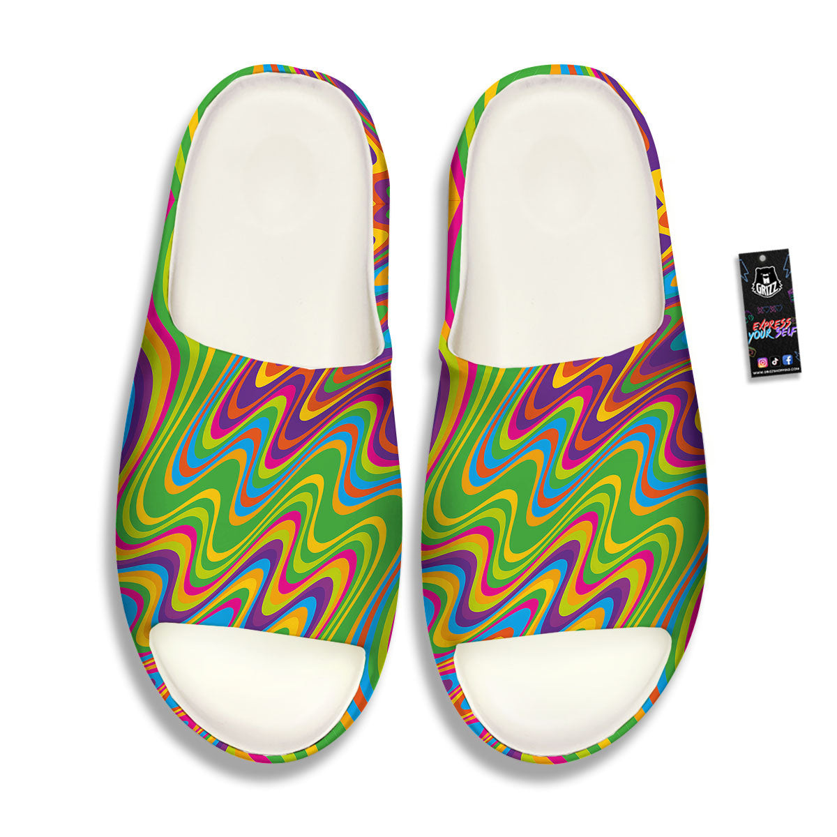 Psychedelic Rainbow Print Pattern Sandals-grizzshop