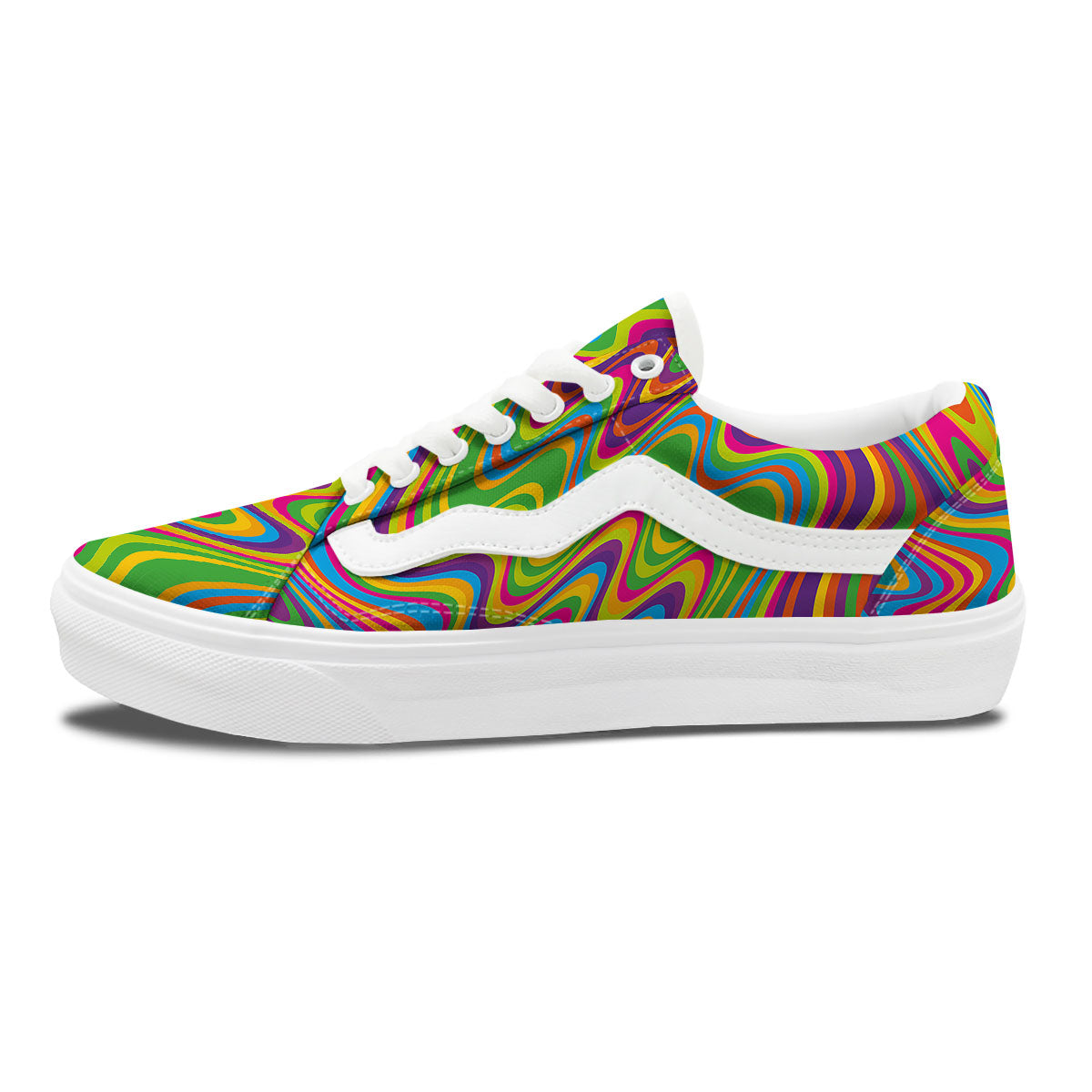 Psychedelic Rainbow Print Pattern Skate Shoes-grizzshop