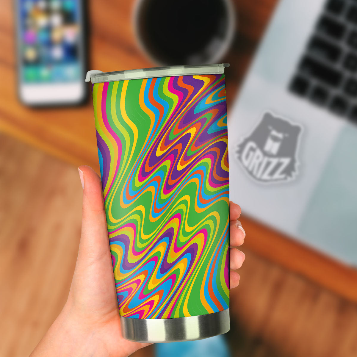 Psychedelic Rainbow Print Pattern Tumbler-grizzshop